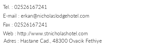 Nicholas Lodge Hotel telefon numaralar, faks, e-mail, posta adresi ve iletiim bilgileri